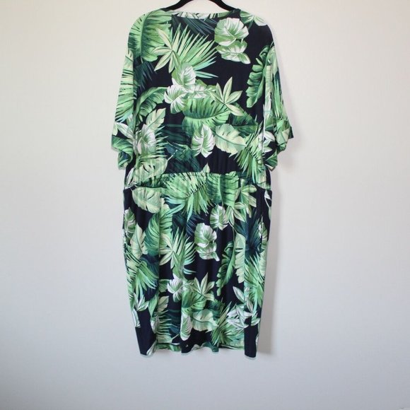 NWT Chico's Tropical Print Tie Waist Dress Palm Tie Women's Size 3 16/18 H12956 - Picture 8 of 12